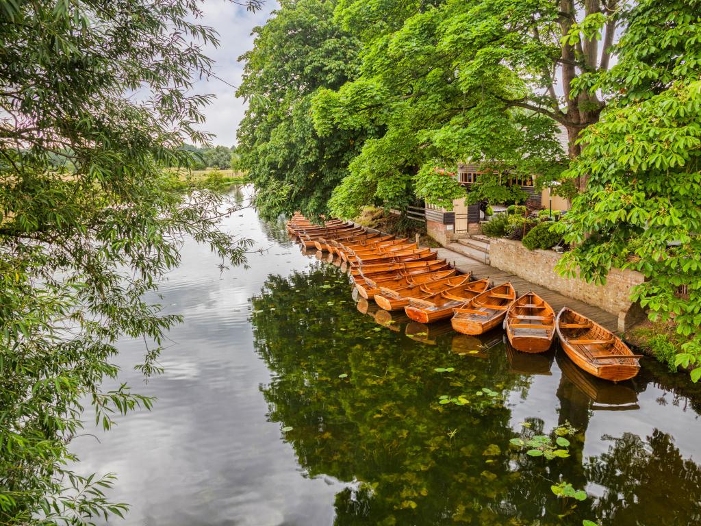 Boats on the River Stour at Dedham, Essex, England, in Constable Country.