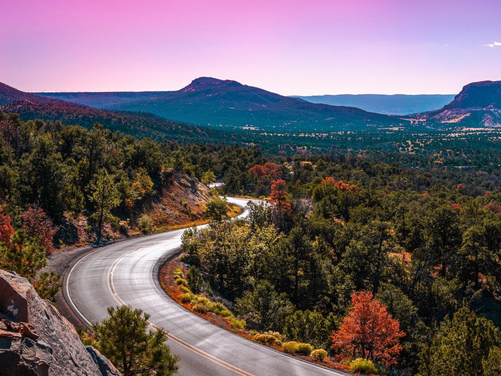 Sunset over the mountains in Cibola National Forest, Grants, New Mexico, USA