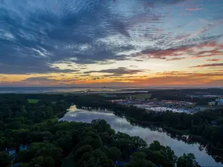 Aerial view of Lake Forest near Daphne, Alabama at sunset