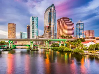 Tampa, Florida, USA downtown skyline on the Hillsborough River.