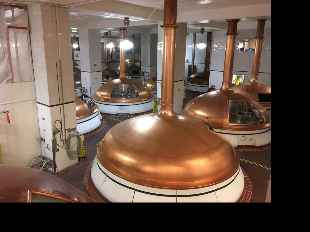 Copper fermentation tanks at the Coors Miller Brewery in Denver, Colorado 