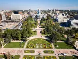 Colorado State Capitol building in Denver aerial view