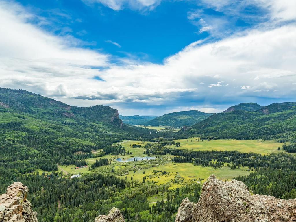 A view of the San Juan National Forest from US Highway 160 north of Pagosa Springs, Colorado.