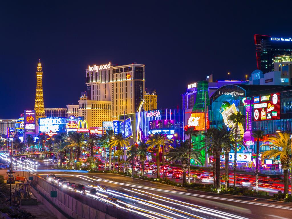 Las Vegas, USA View of the strip at night.