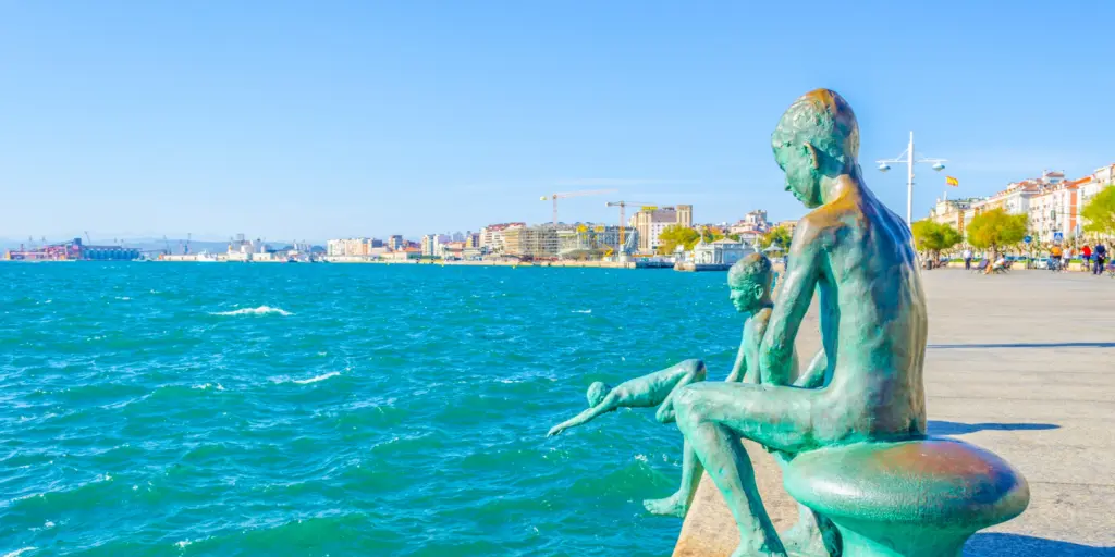 Los Raqueros sculpture on the waterfront in Santander, Spain