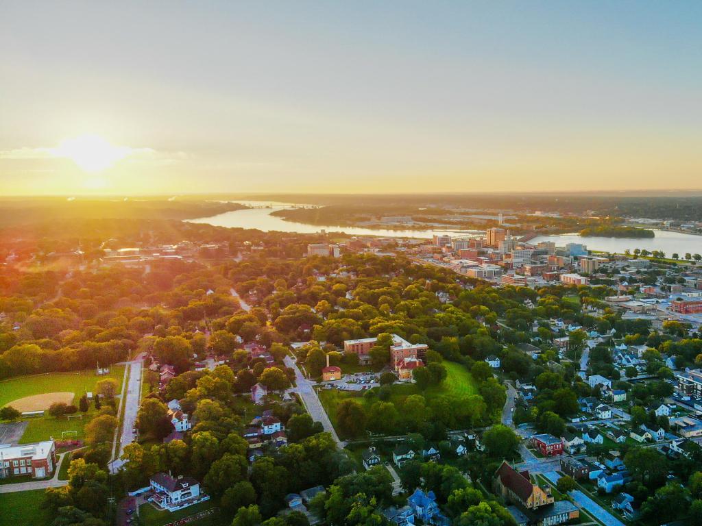 Aerial View of Davenport, Iowa, Quad Cities