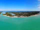 Aerial landscape view of Captiva Island and Sanibel Island in Lee County, Florida, United States