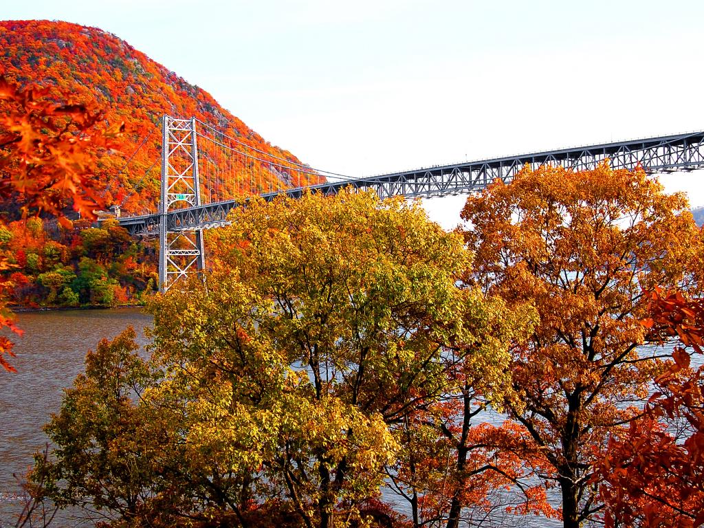 Bear mountain bridge in autumn, New York