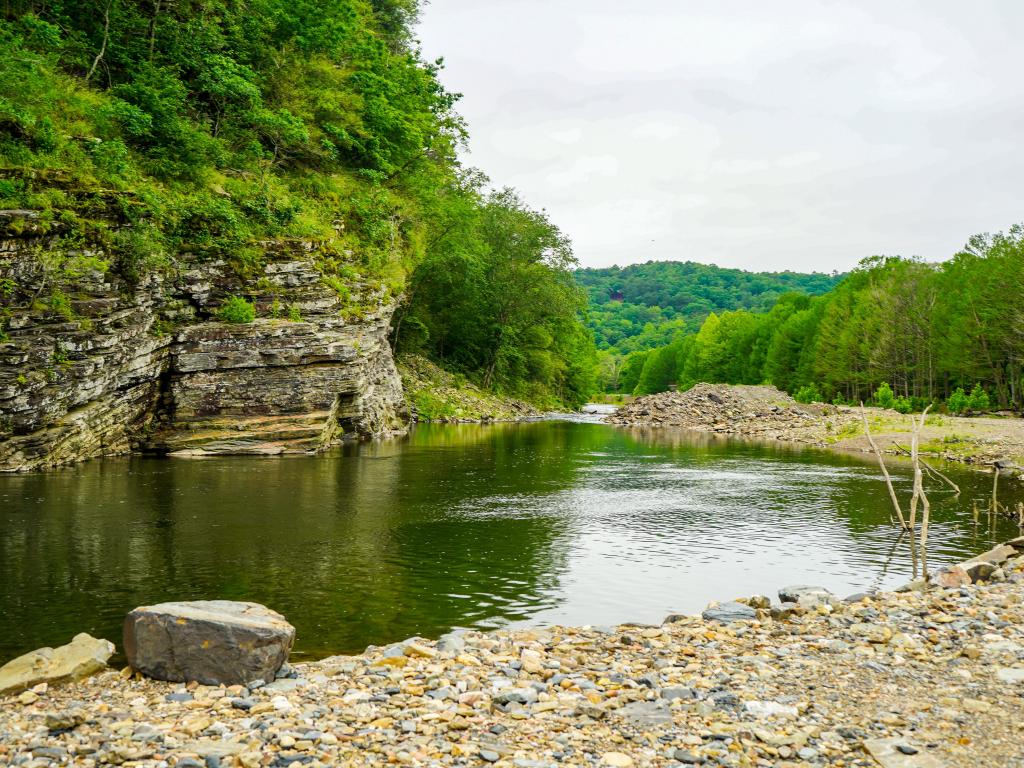 Broken Bow OK river with sky background.