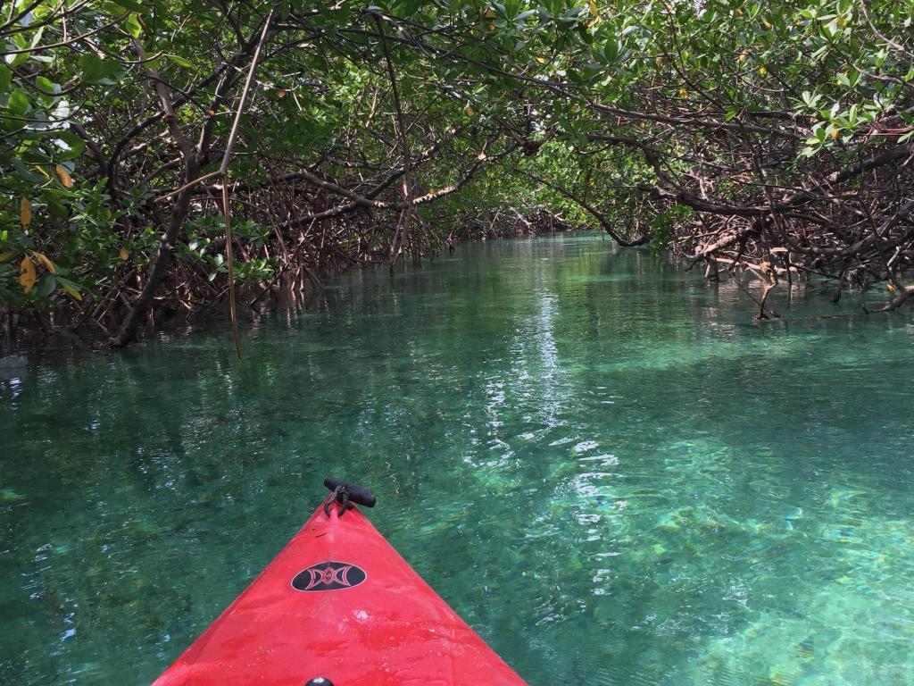 Kayak in the water at Lucayan Park