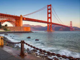 San Francisco .Image of Golden Gate Bridge in San Francisco, California during sunrise.