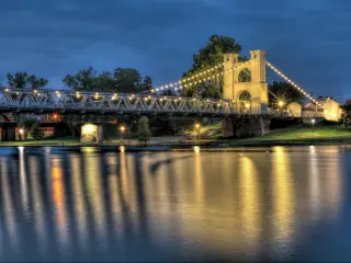 The historic Waco suspension bridge, built in 1870 and located in Indian spring park on the Brazos River.