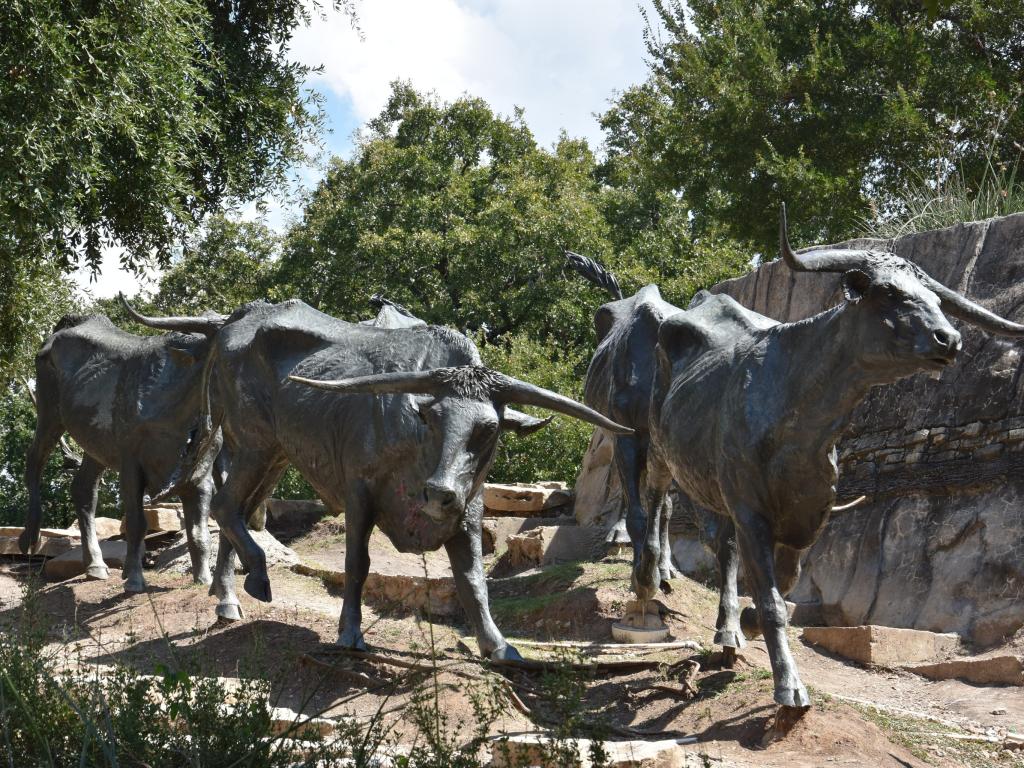 The Cattle Drive Sculptures at Pioneer Plaza in Dallas, Texas