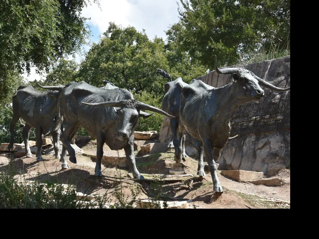 The Cattle Drive Sculptures at Pioneer Plaza in Dallas, Texas