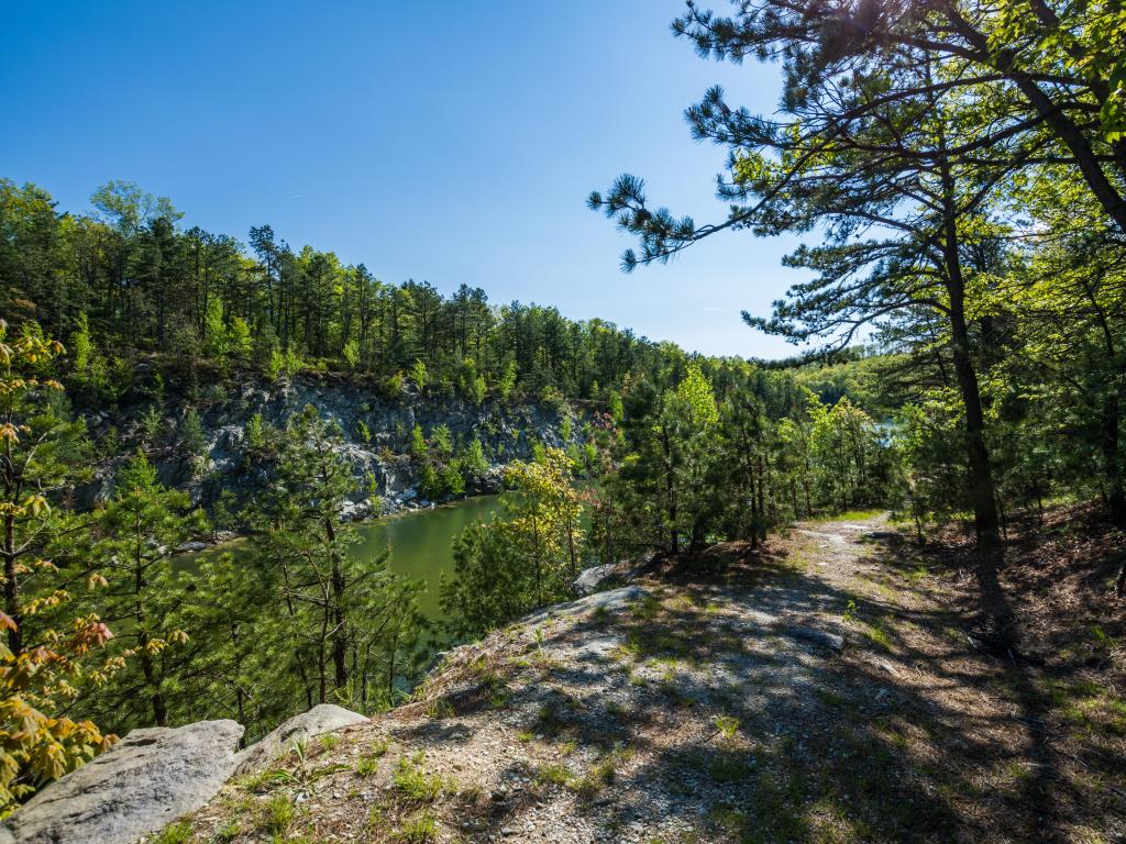 Michaux State Forest, Pennsylvania, USA with a landscape of the area around Long Pine Reservoir in the heart of the forest.