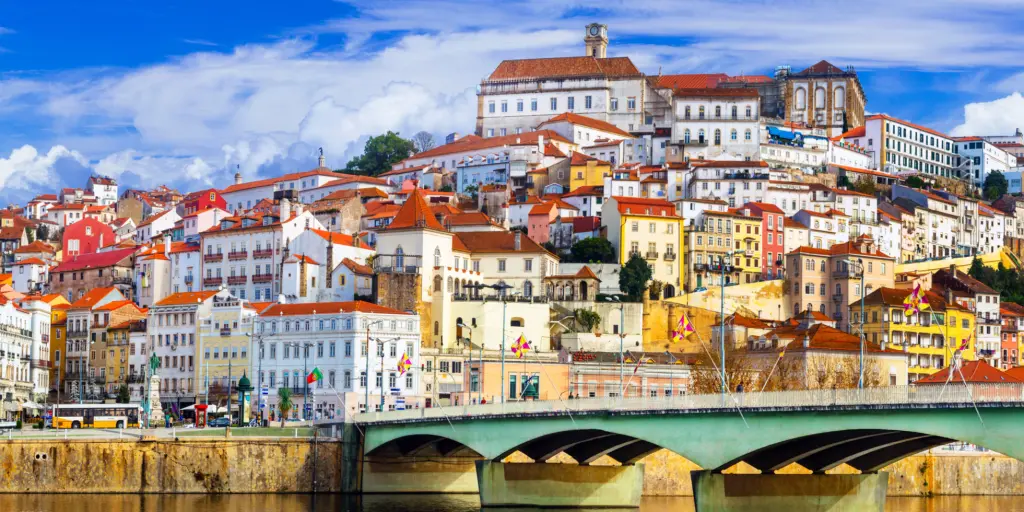 Colourful buildings and the river, Coimbra 