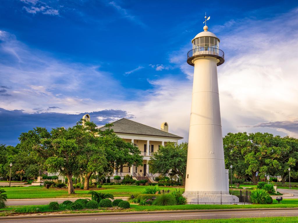 Biloxi, Mississippi USA at Biloxi Lighthouse taken on a sunny day.