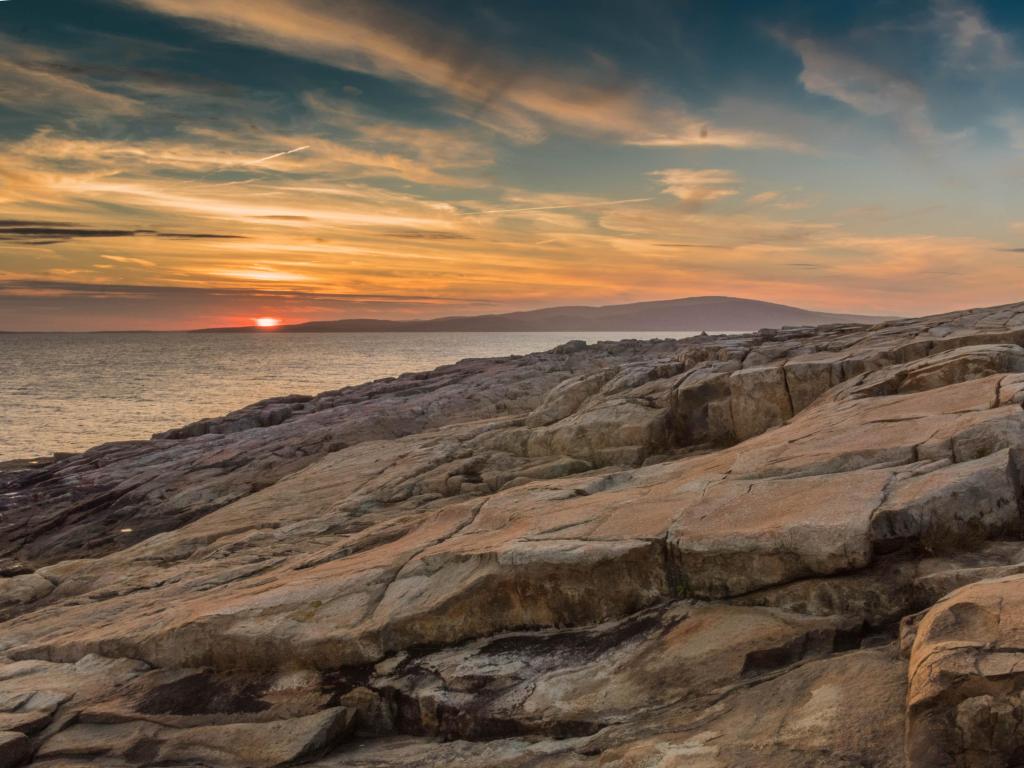 Mt Desert Island, Maine, USA taken with a sunset behind Cadillac Mountain Acadia National Park.
