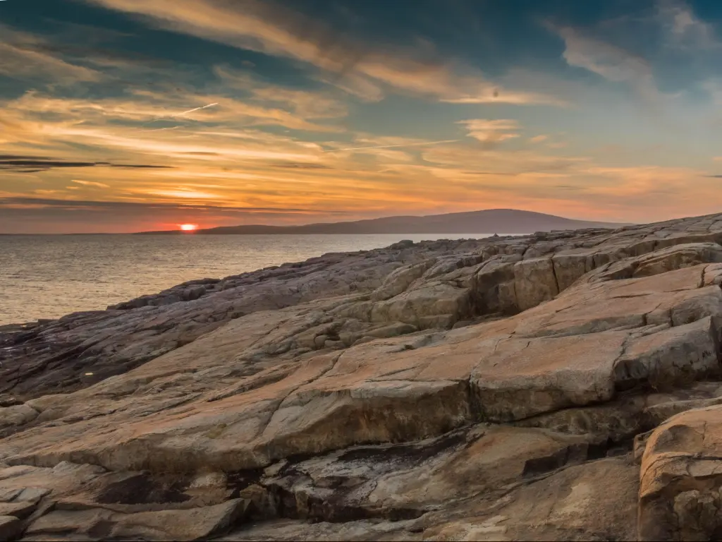 Mt Desert Island, Maine, USA taken with a sunset behind Cadillac Mountain Acadia National Park.