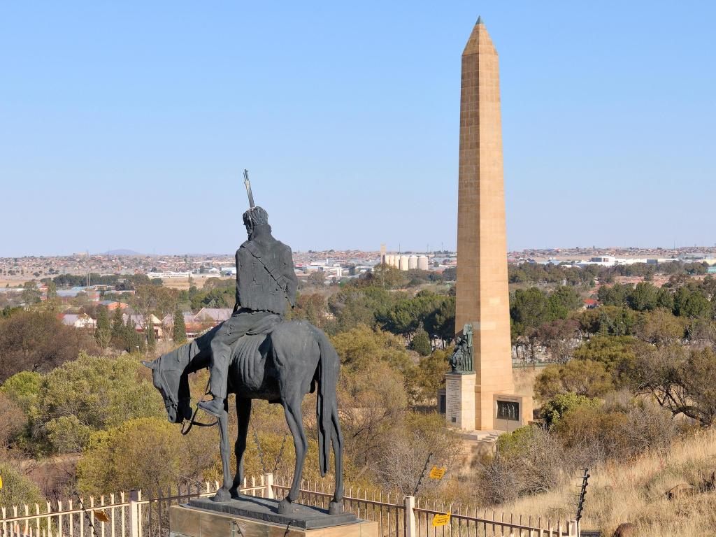 The Women's Memorial and horse rider statue in Bloemfontein, South Africa