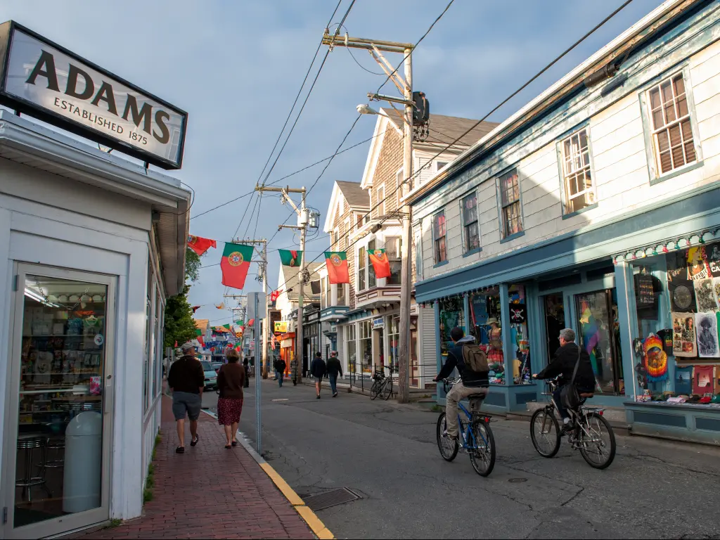Traditional houses along Commercial Street in Provincetown on Cape Cod, Massachusetts.