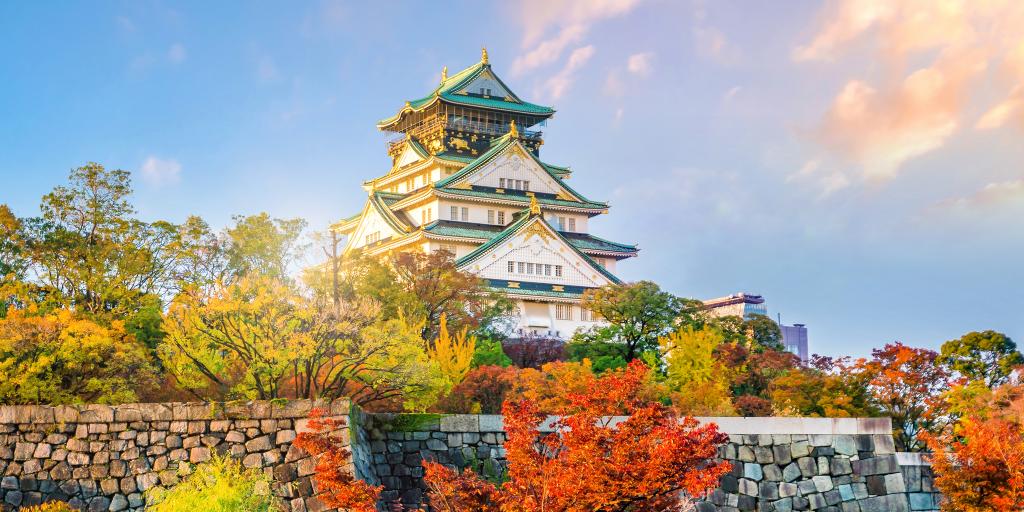 Osaka Castle, Japan surrounded by trees 