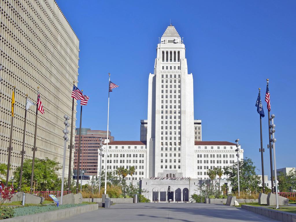 Los Angeles City Hall on a sunny day