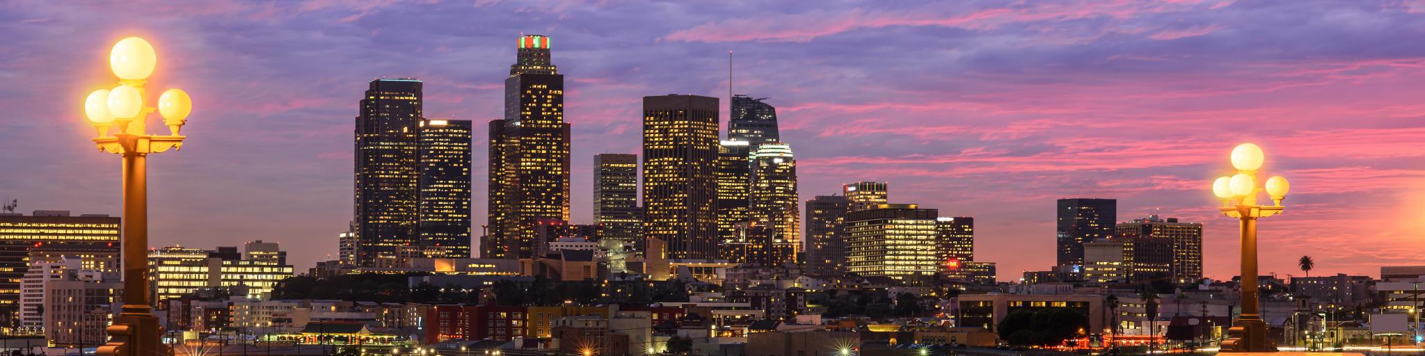 Evening shot of Downtown Los Angeles, California