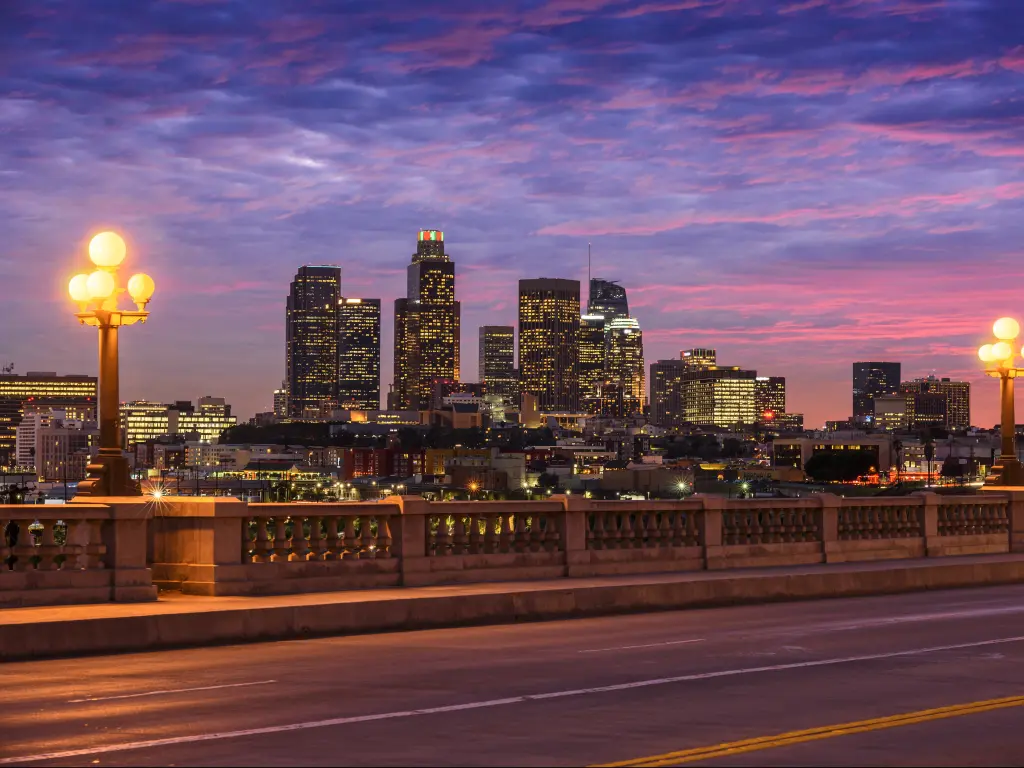 Evening shot of Downtown Los Angeles, California