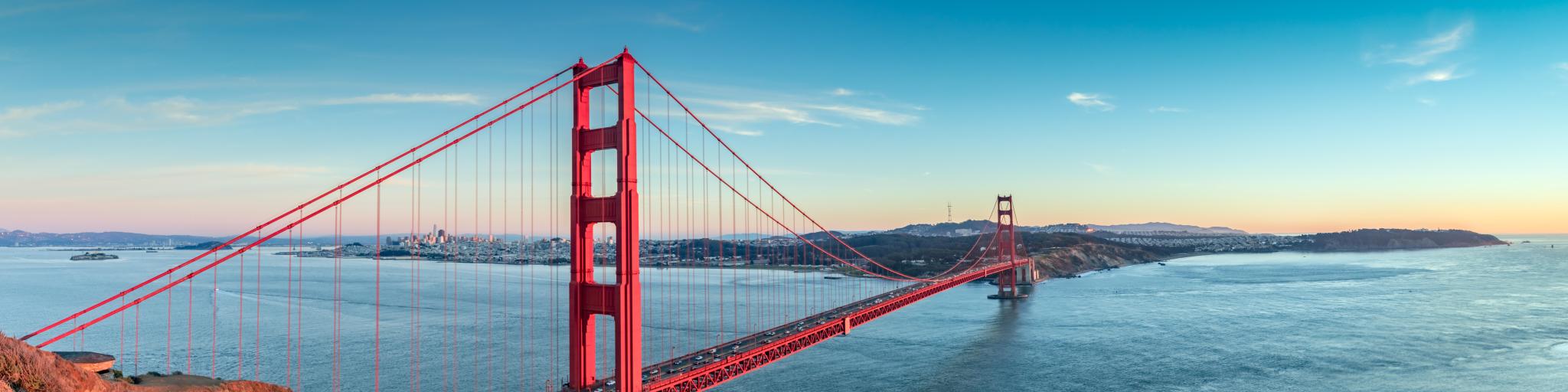 Golden Gate Bridge, San Francisco, USA at sunset.