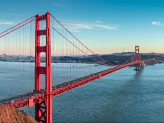 Golden Gate Bridge, San Francisco, USA at sunset.