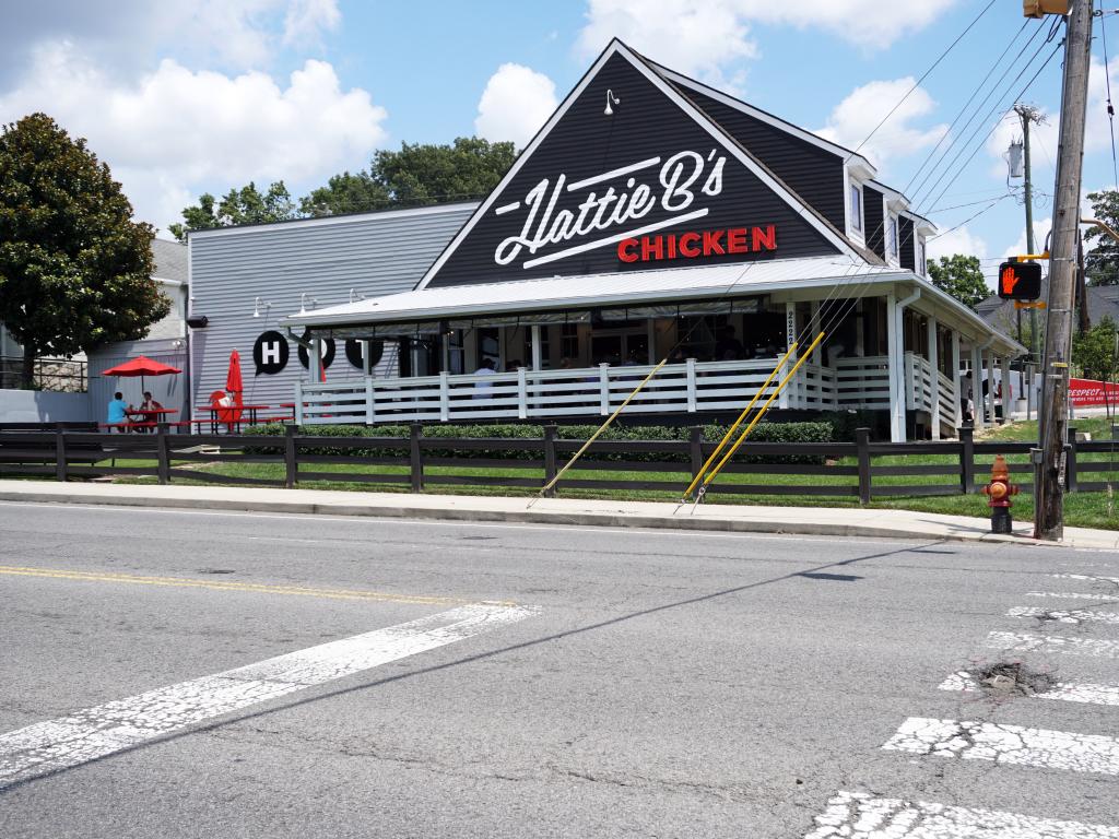 The famous Hattie B's Hot Chicken Restaurant in Nashville, TN