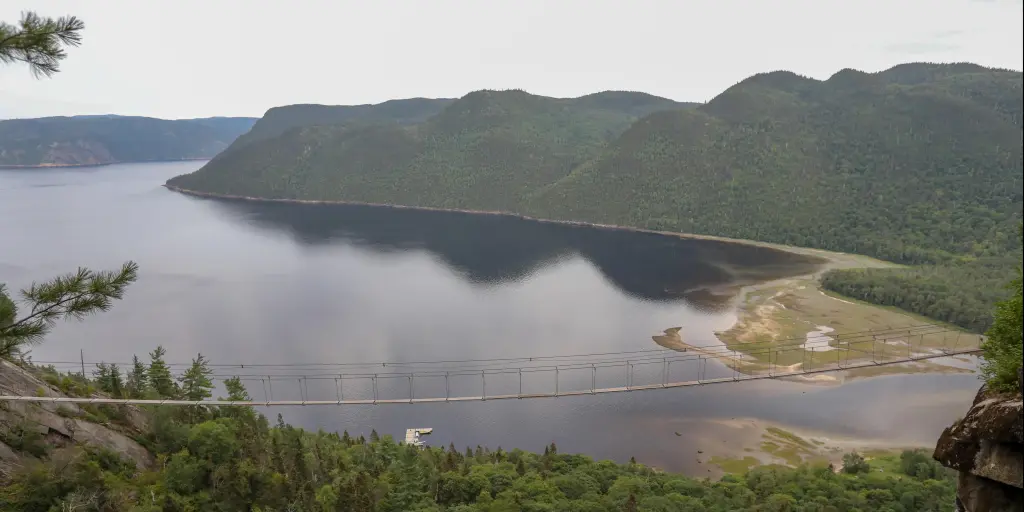 The Via Ferrata suspension bridge, over the Saguenay Fjord, Quebec 