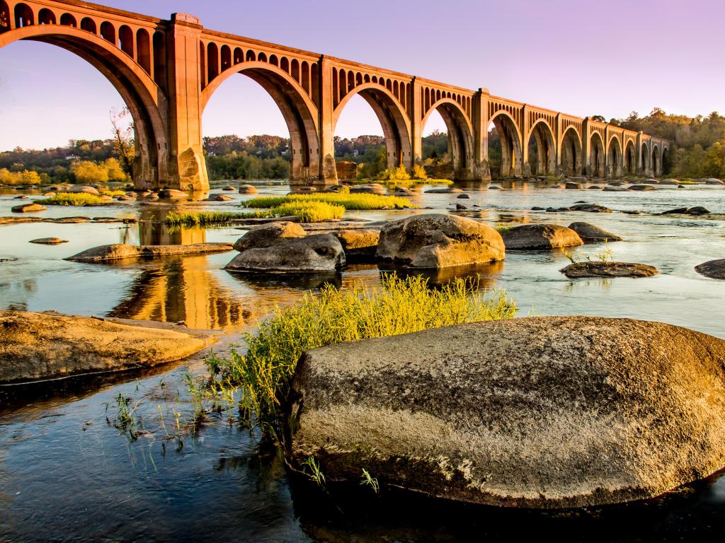 James River Bridge over the waters in Richmond, VA