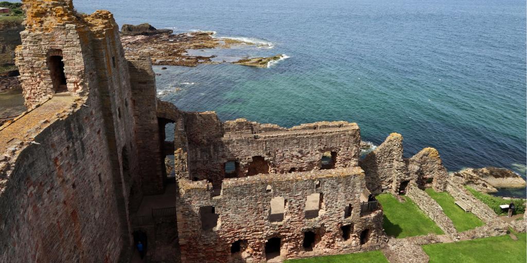 The semi-ruined Tantallon Castle sits on Bass Rock near North Berwick in Scotland