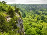Rugged Mountain overlooking lush green Mount Magazine State Park, Mark Twain National Forest