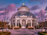 Entrance to Enid A. Haupt Conservatory building in the New York Botanical Garden