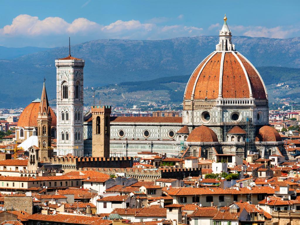 Rooftop view of Basilica di Santa Maria del Fiore in Florence, Italy