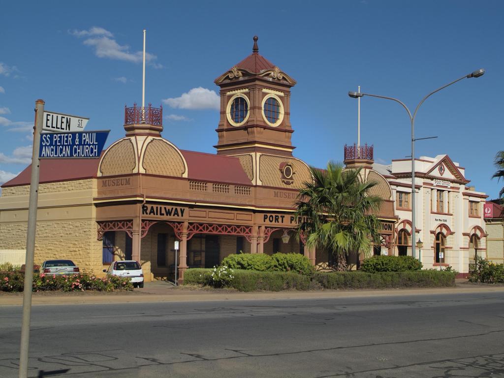 Old Railway Station and Post Office on a sunny day