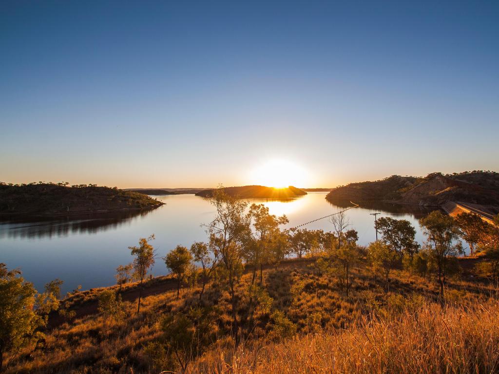 Beautiful sunset over Lake Moondarra, Mount Isa, Australia