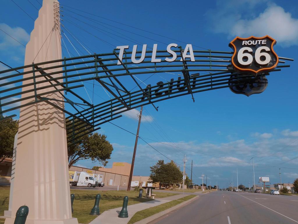 Historic Route 66 street view in Tulsa Oklahoma