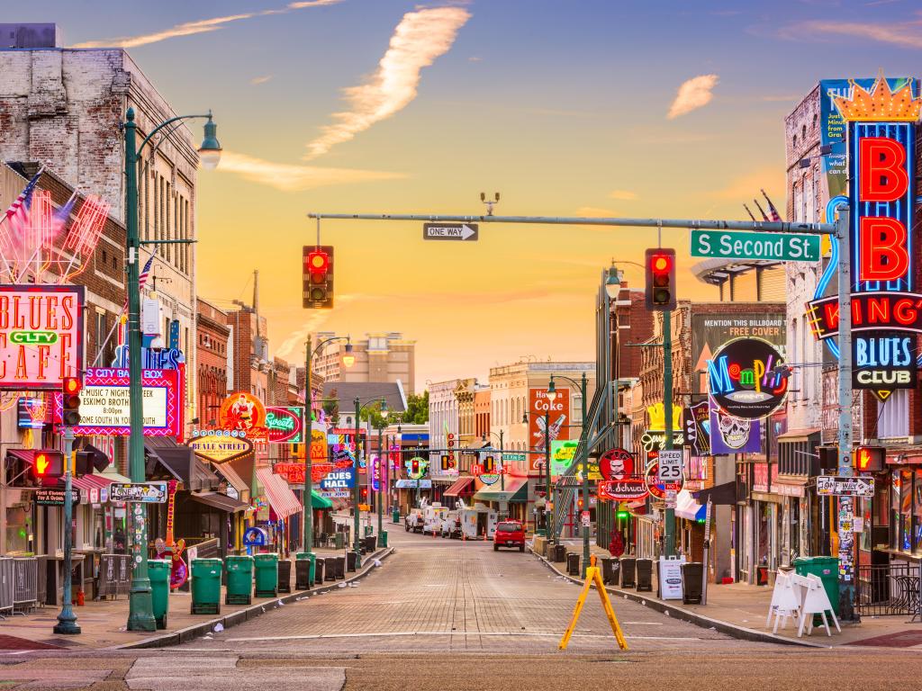 Blues Clubs on Beale Street at dawn, Memphis