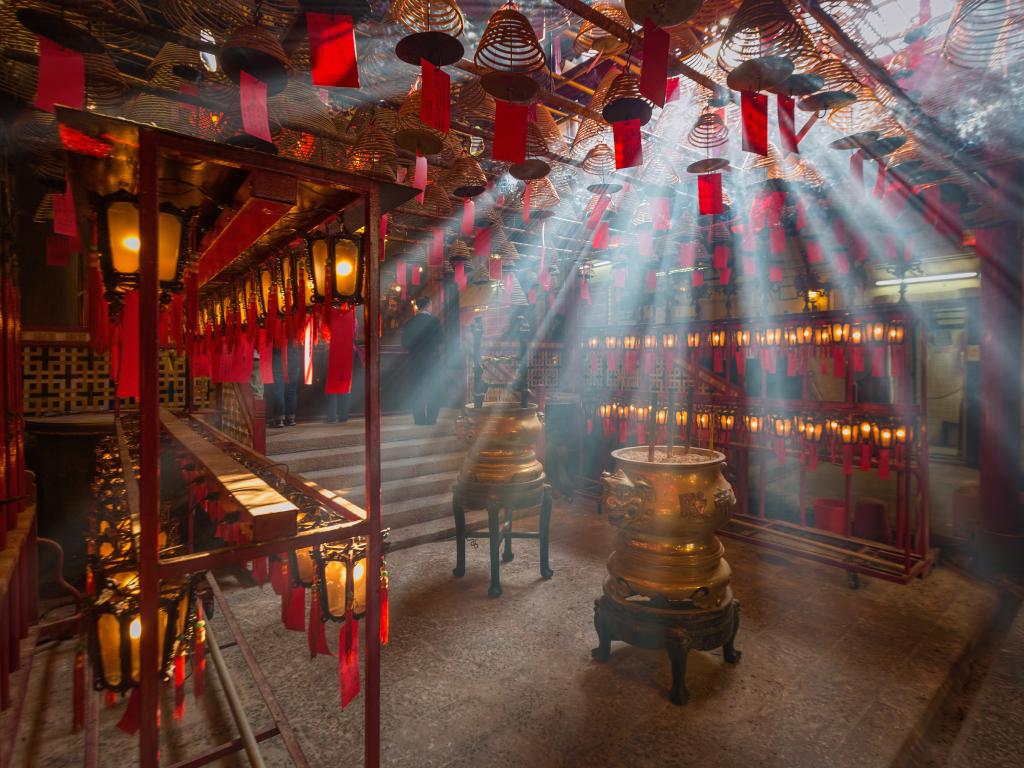 Inside the Man Mo Temple in Hong Kong