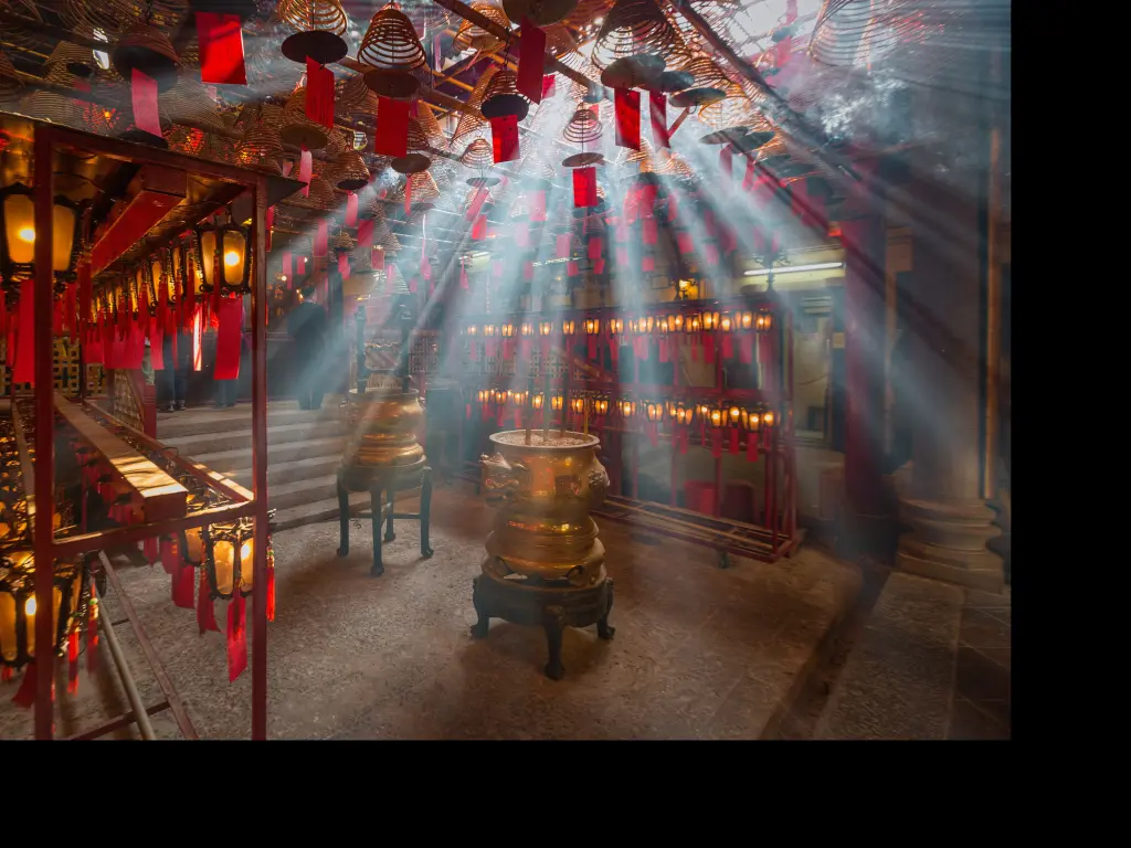 Inside the Man Mo Temple in Hong Kong