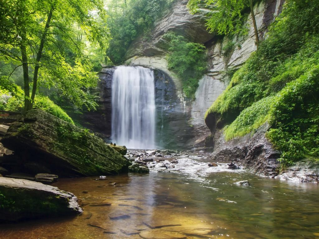 The Looking Glass Falls in the Pisgah National Forest in North Carolina