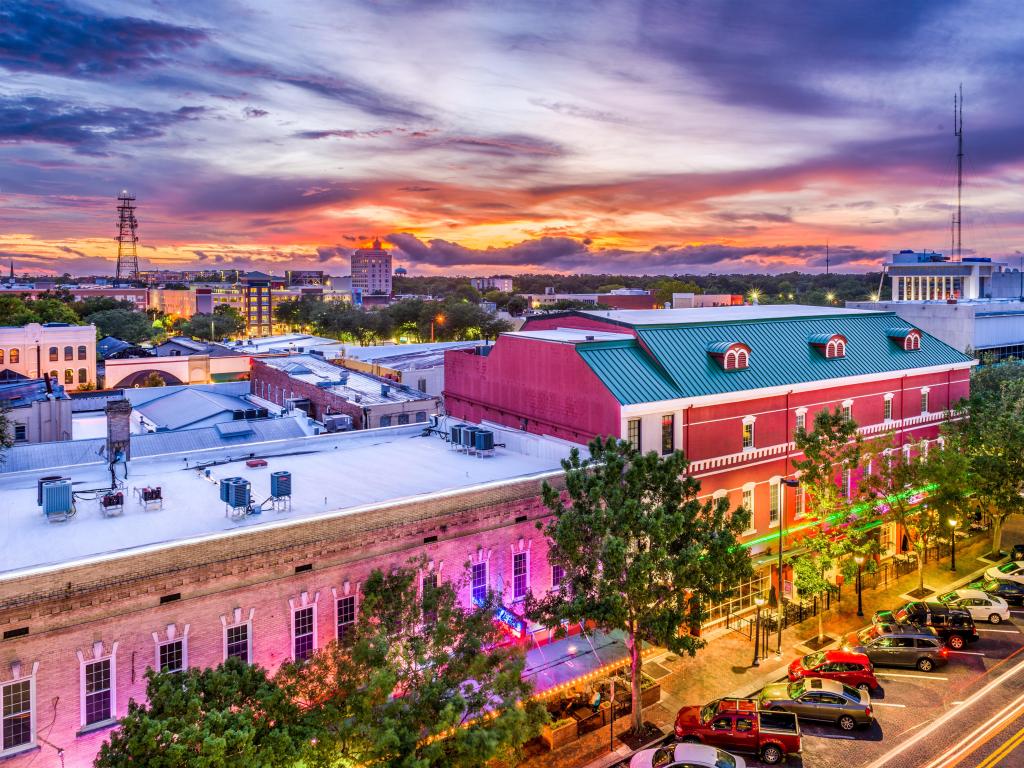 Gainesville, Florida, USA downtown cityscape taken at sunset.