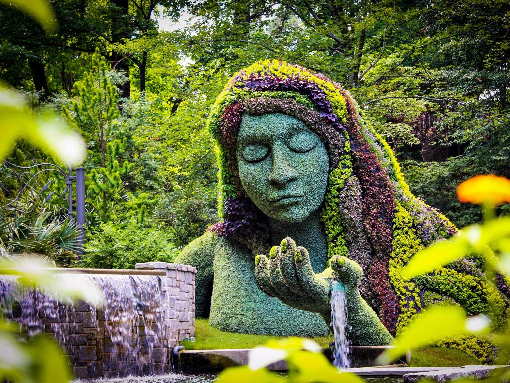 Earth goddess plant sculpture in the Atlanta Botanical gardens for the, Once Upon a Time theme.