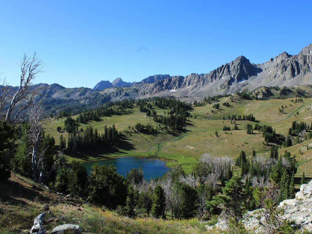 Mountain basin below Echo Peak in Beaverhead-Deerlodge National Forest, just outside of Yellowstone National Park.