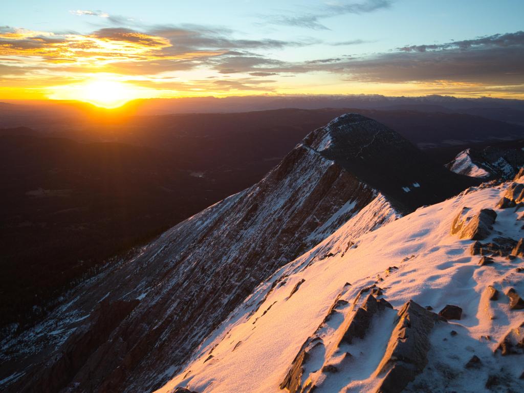 Bridger-Teton National Forest, USA with sunrise light on the Bridger Mountains.