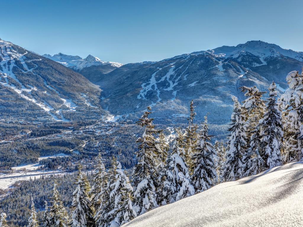 Whistler and Blackcomb mountains in winter